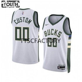 Canotte Bambino Milwaukee Bucks Personalizzate Nike 2022-23 Association Edition Bianco Swingman
